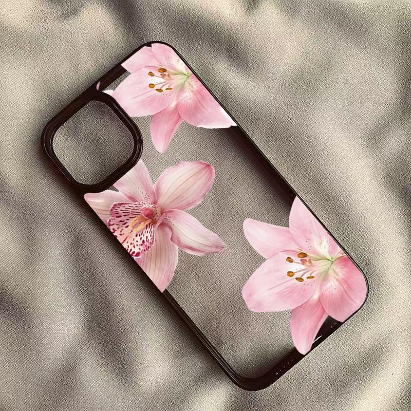 Custodia per Telefono Stile Fresco con Stampa Floreale Rosa per Serie iPhone 17 16 15 14 13 12 11 Pro Max Plus Protezione a Doppio Strato
