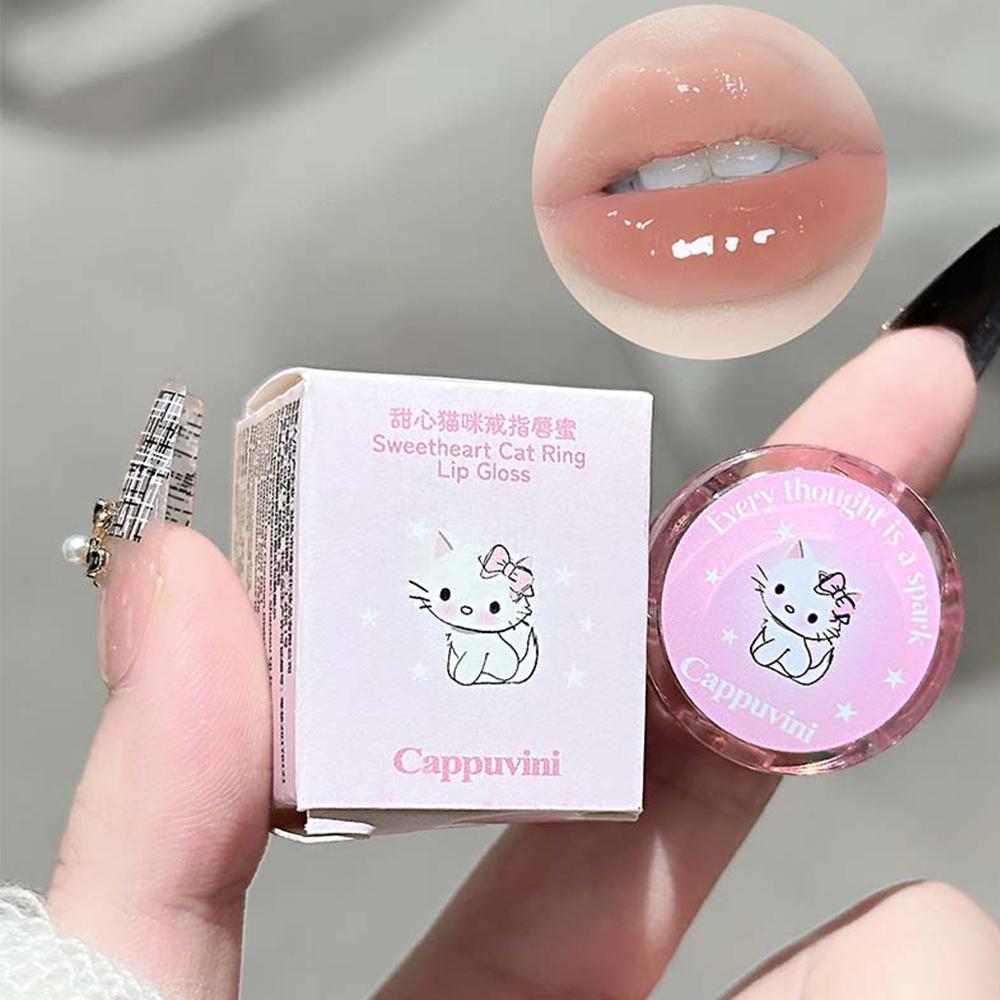 Sweetheart cat ring lip gloss is tender, pseudo-makeup, water gloss lip gloss lipstick