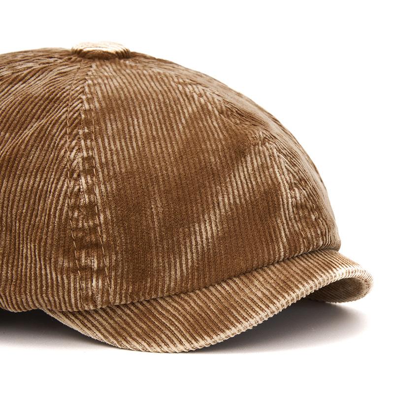 Britse Corduroy Achtkantige Pet Herfst Winter Heren Pet Warme Baret