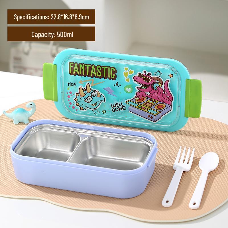 Cartoon Student Lunch Bento Box - Large Capacity, Microwaveable with Divider and Buckle