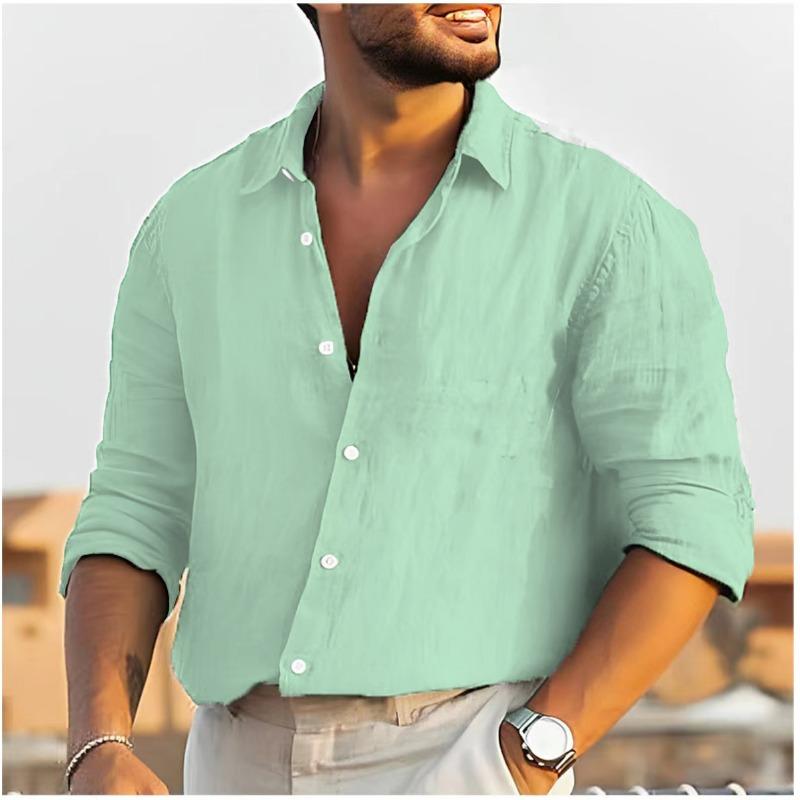 Cross-border Casual Shirt Men's Casual Shirt Daily Casual Solid Color