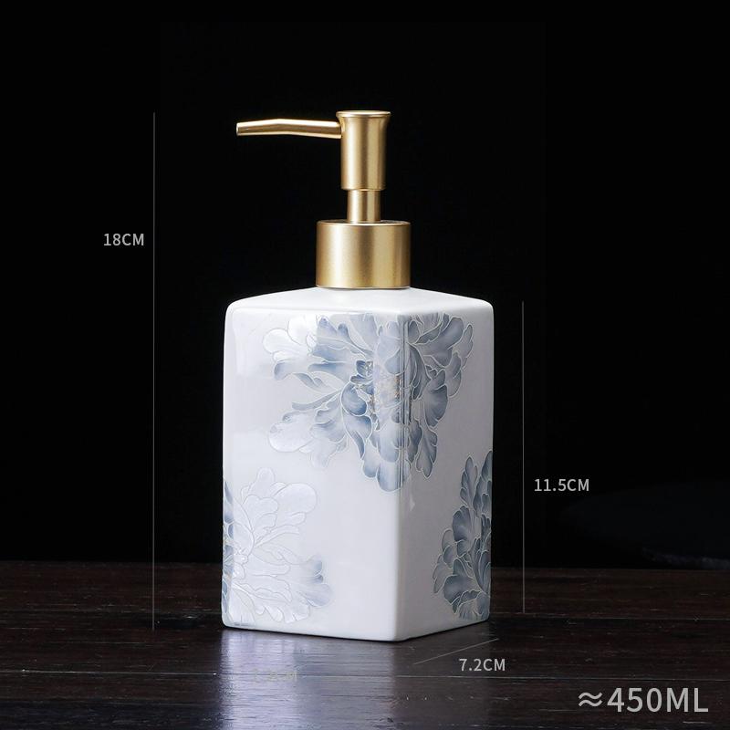New Chinese Ceramic Press Bottle Lotion Bottle Shampoo Bath Gel Sub Bottle Soap Dispenser Bathroom Accessories Shampoo Dispenser