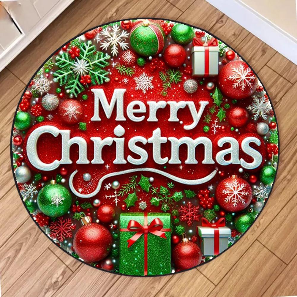 Traditional Christmas Plaid Rug Carpet Mat for Living Room Home Decoration Merry Christmas with Gnome Snowflake Tree Red Green