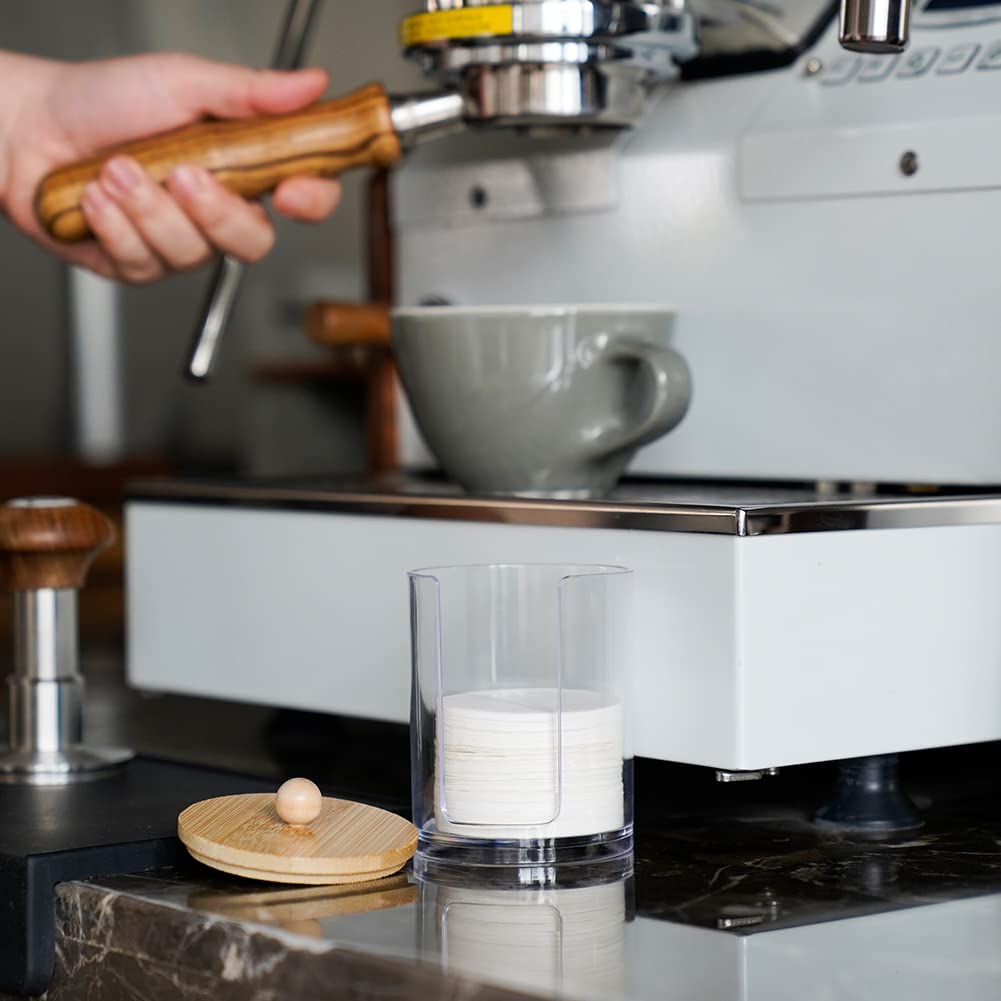 Watchget Coffee Filter Coffee Round Paper Filter Coffee Filter Fits Round Coffee Filter with Transparent Holder, Stand, Storage, 51mm/53mm/58mm Paper,