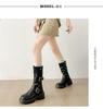 Black retro thick-soled thick-heeled Martin boots women's 2025 new summer British style thin medium tube knight boots