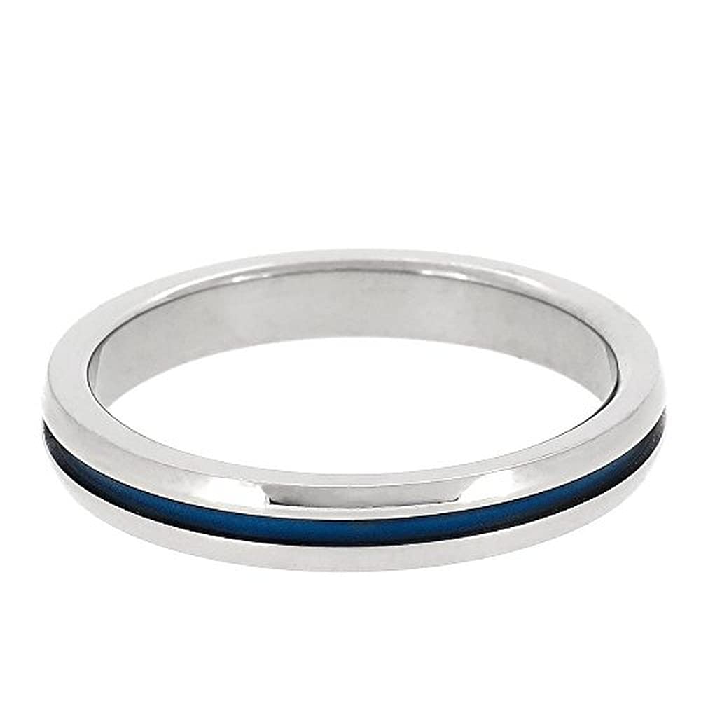 fe-fe x phiten [Special Edition] Phiten Slim Blue Line Titanium Ring, Sizes 14-20 (Size 20), Men's Sports Jewelry