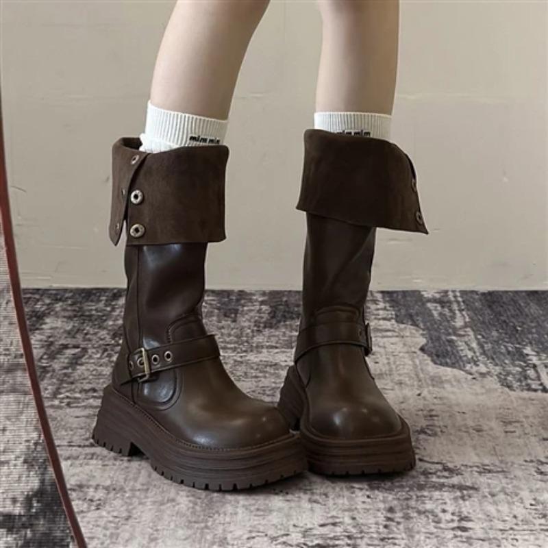 Women'S Faion Long Boots Two-Way Wear Ankle-Length Fce Lined Thi Heel Knight Sle Autumn Winter New Arrival