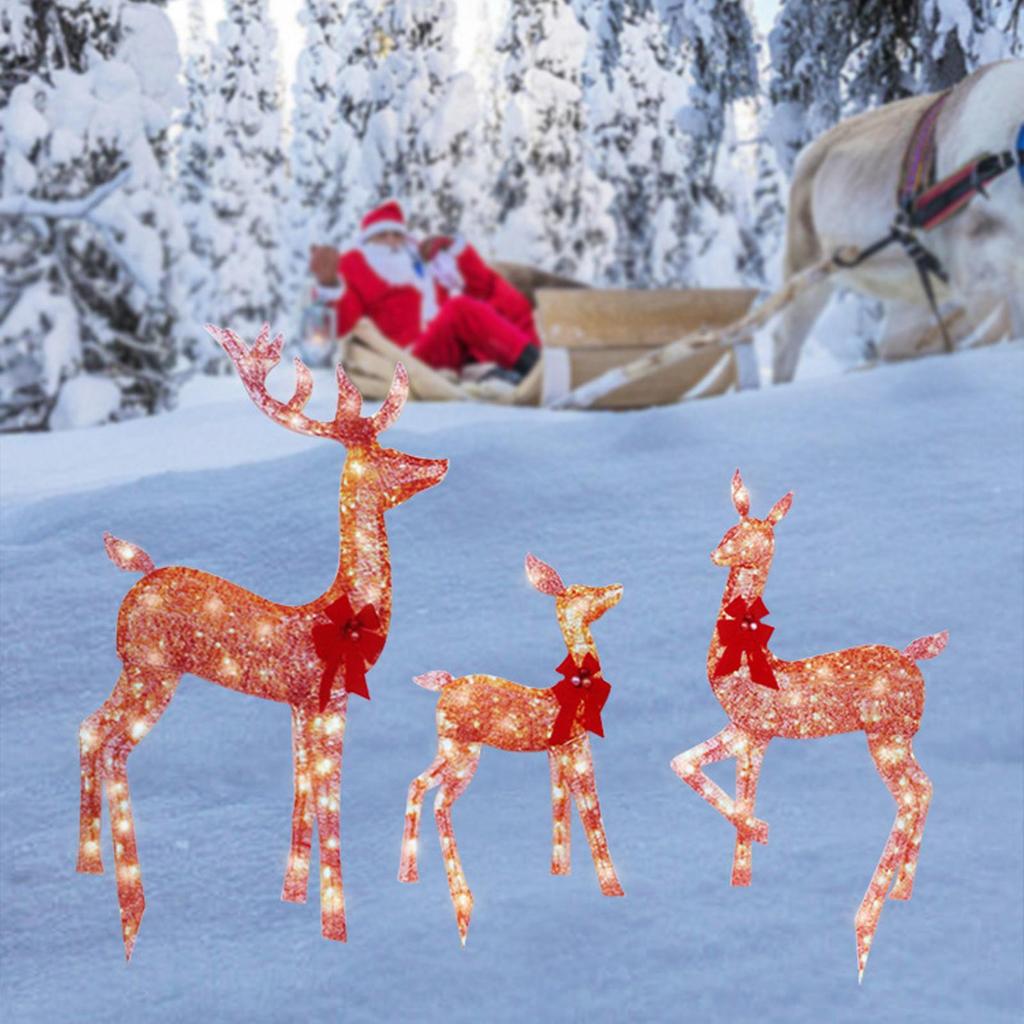 Christmas Deer Decorations Festive 2D Acrylic Ornament Outdoor Lighted Deer Family Decor For Tradition Festival Family Cheer