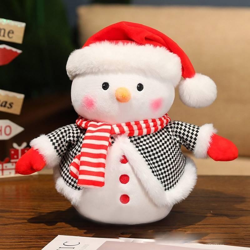 Adorable Plush Snowman Doll For Bedroom Decor Soft Stuffed Toy For Kids Christmas Gift