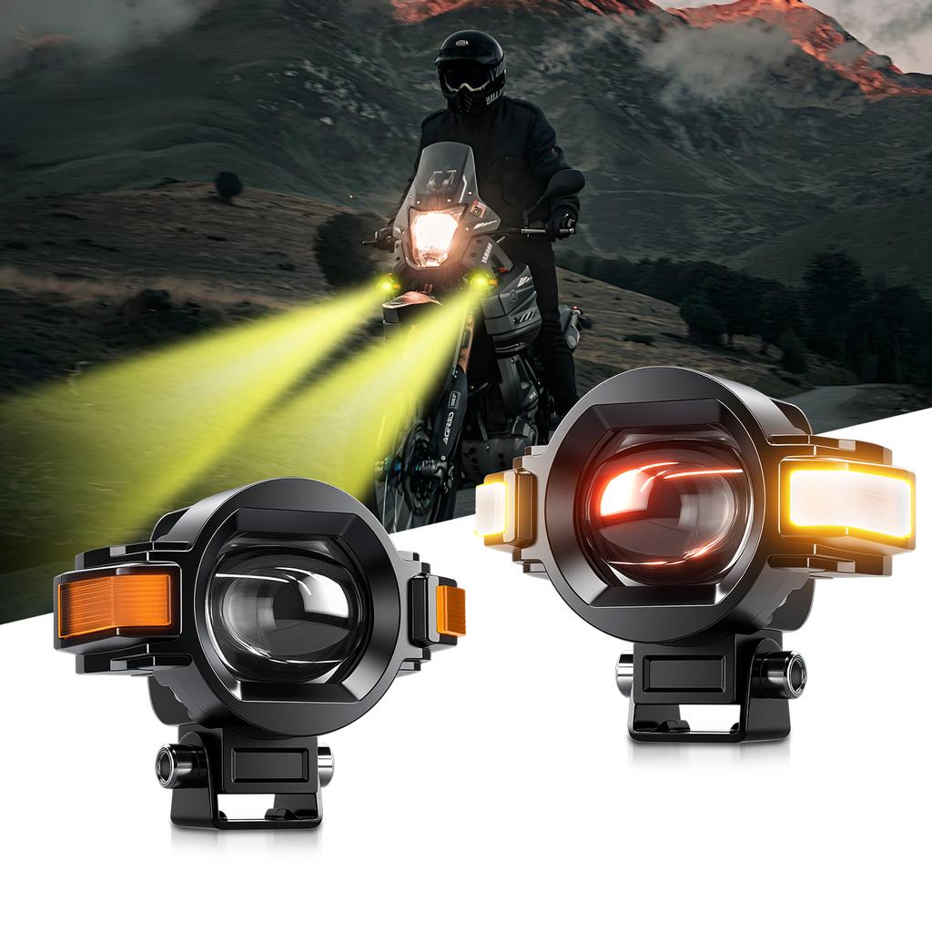 M15 2Pcs Motorcycle Auxiliary Lamp IP68 Waterproof High Brightness Aluminum Alloy DRL LED Spotlight