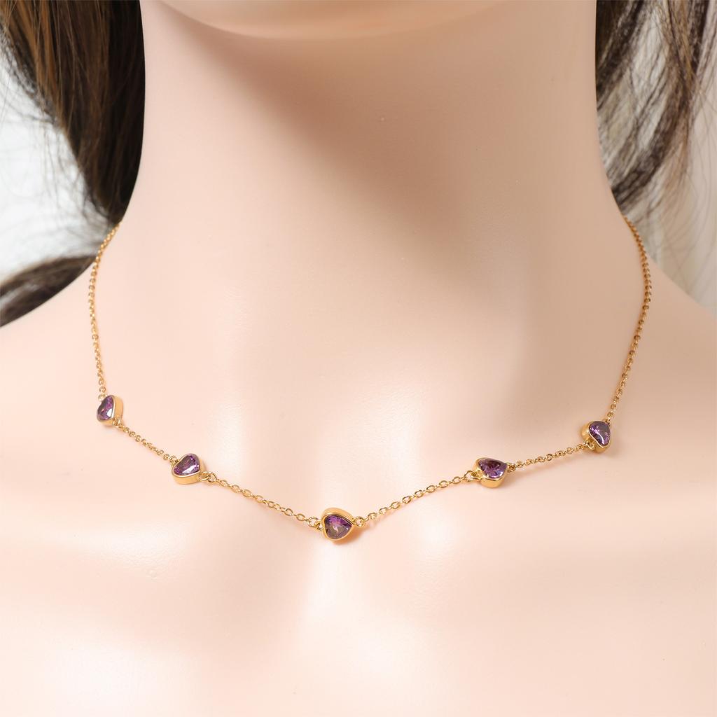 Fashion Retro Love Zircon Series Necklace Earring Bracelet Set