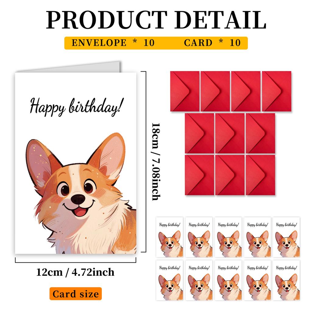 Large Size Birthday Card Envelope Combination Cute Animal Illustration Birthday Gift Card Invitation Card
