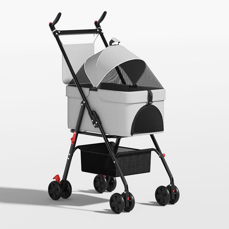 GVBB Compact Foldable Pet Stroller for Cats and Dogs - Lightweight, Detachable Design for Easy Travel.