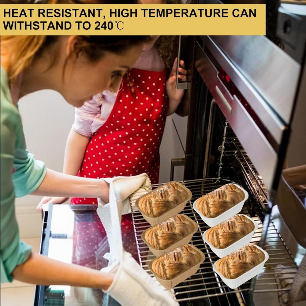 50pcs Disposable Cake Moulds, Rectangular Non-stick Paper Mini Baking Dish for Plumcake, Cakes, Bread (Brown)