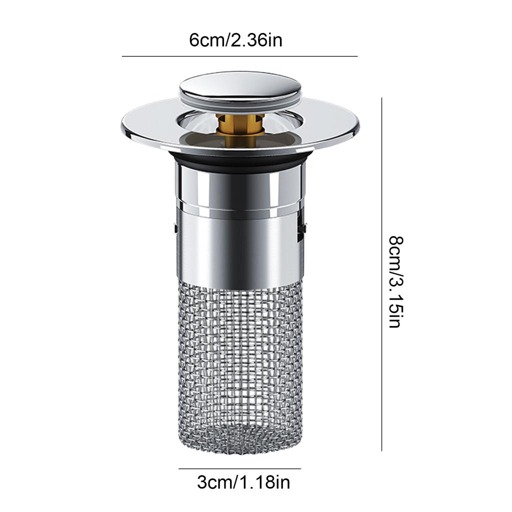 Basin Drain Filter with Hair Catcher Universal Drain Filter Stainless Steel Popup Sink Stopper Fits Bathroom Laundry Sink Drains