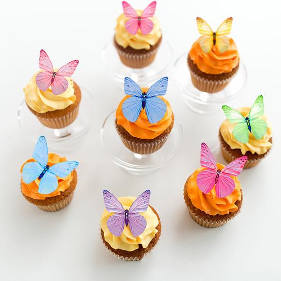 72 ks jedlých motýlů, dekorace na dort, oplatkové papírové motýly na dorty, muffiny, dezerty, narozeninové, svatební, večírkové potřeby