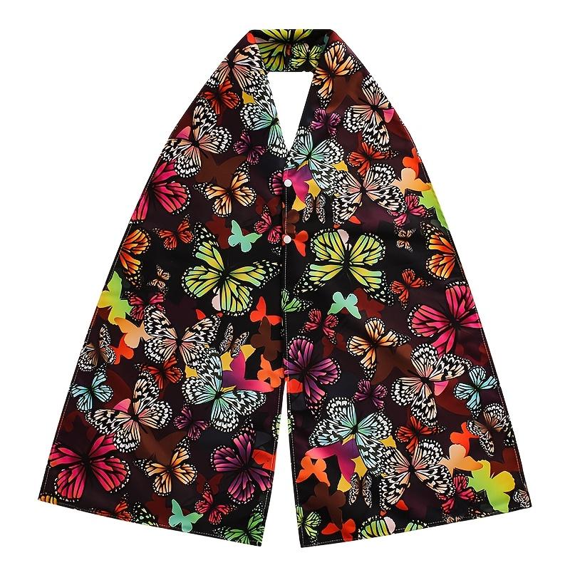 

1pc Butterfly Print Dining Scarf Elderly Unisex Single Layer Fabric Soft Clothing Protector With Snap Closure Seniors Care Use