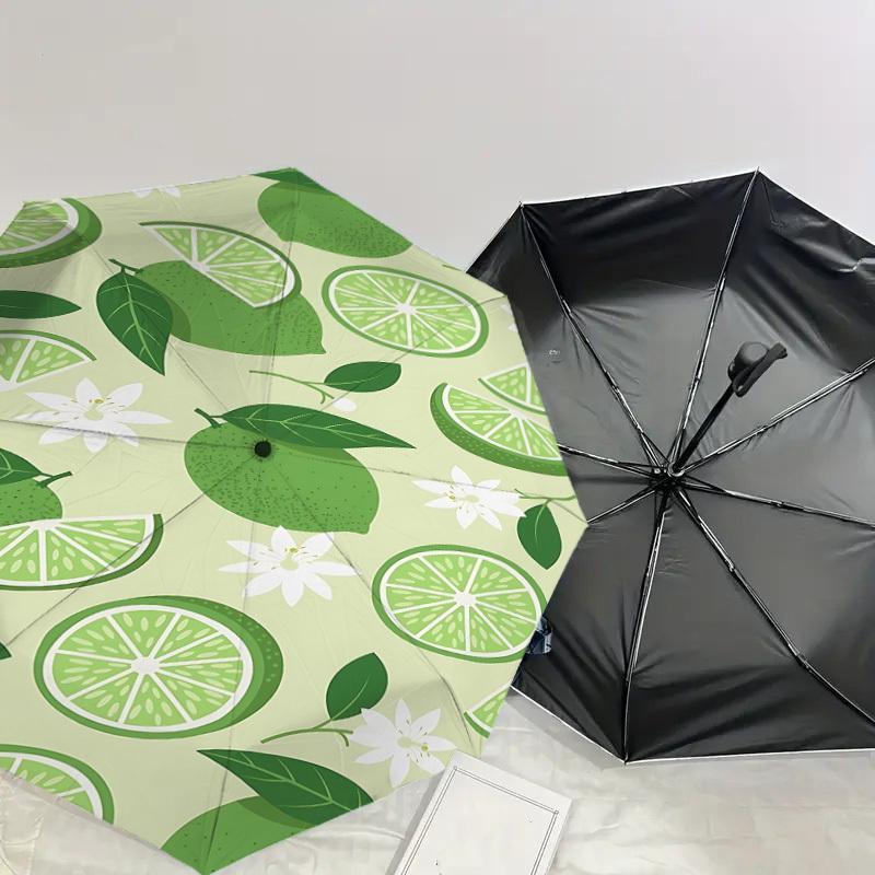 1PC Lime Flower Automatic Open/Close Umbrella with Windproof, 8-Rib Sturdy Canopy, Durable Ribs, Fashionable Design1299A