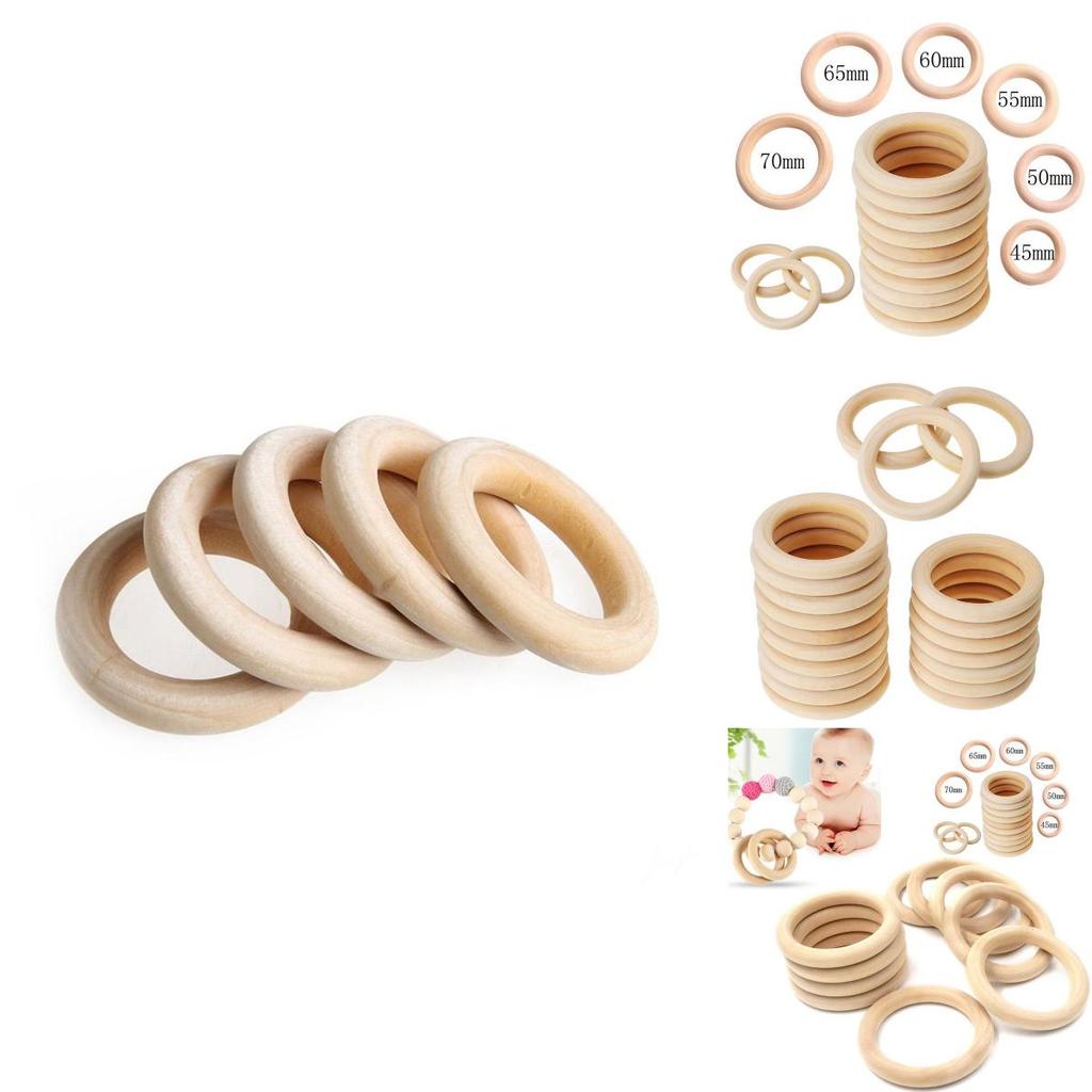 Elegant Baby Newborn Natural Round Wood Teething Rings Perfect For Diy Gifts