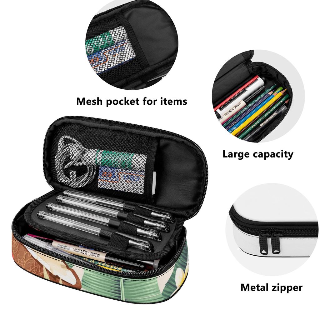 Pencil Case Simple Design 300D Polyester Secure Zipper with Mesh Divider Pen Holders and Spacious Main Compartment for Students