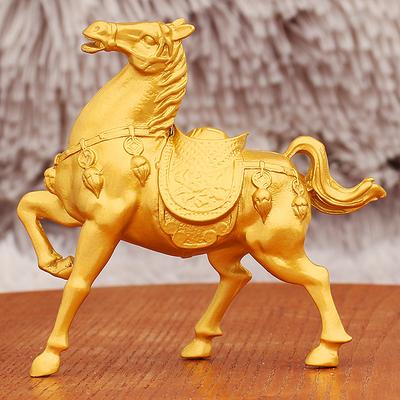 Premium Lucky Horse Gold Figurine Home Desktop Craft Zodiac Metal Alloy Ornament for Success Prosperity Decor