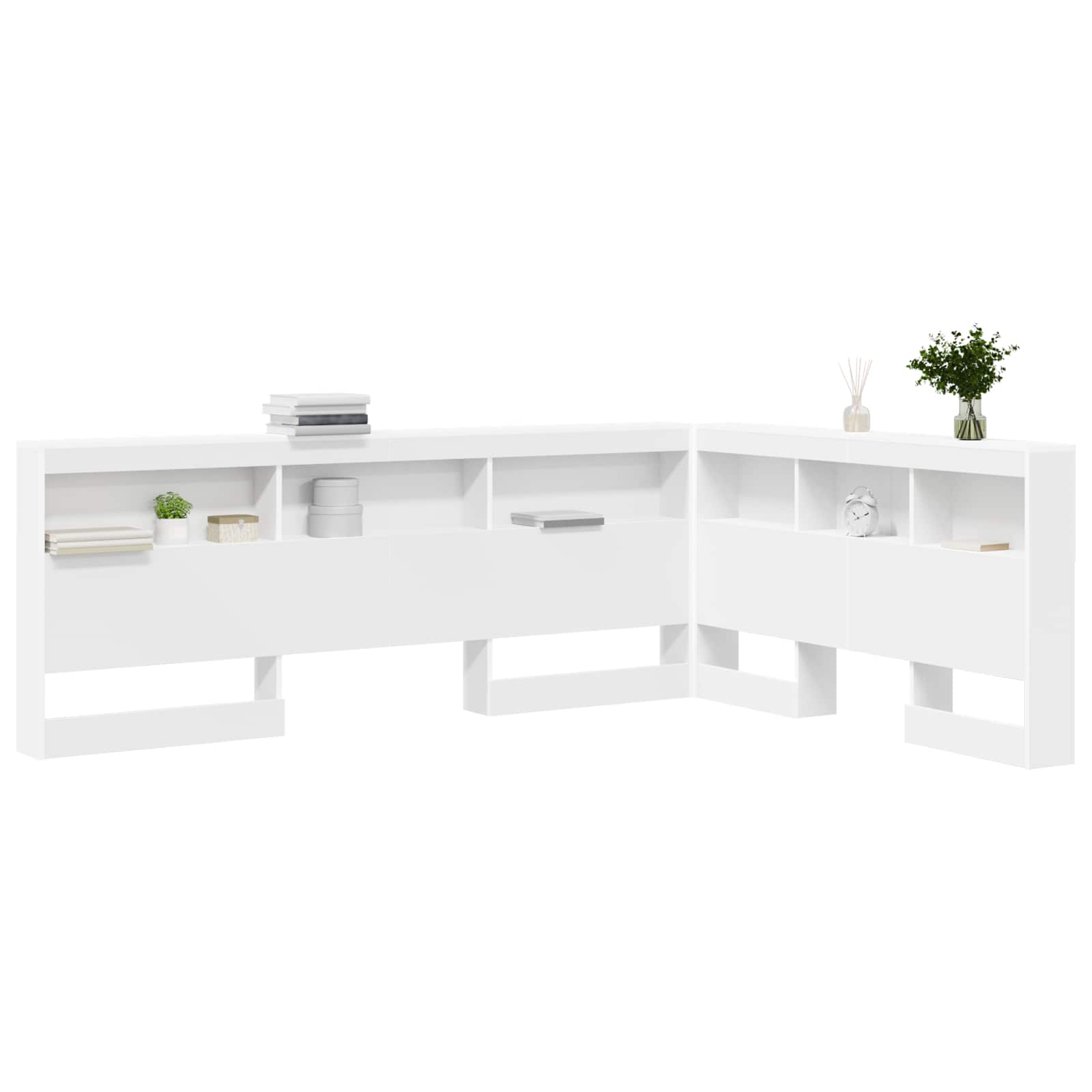 Stauraum-Kopfteil mit Regal Weiß 160 cm Holzwerkstoff