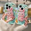 Phone Case: 2D Flat Design, Suitable for iPhone 18 17 16 15 14 13 Pro Protective Case, Pink Little Bunny, Perfect Holiday Gift for Christmas and Hallo