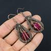 Wonderful Ruby Gemstone Handmade Pure Copper Wire Wrapped Earrings Jewelry
