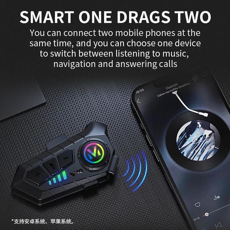 Y10 Pro Max Motorcycle Helmet Headset Bluetooth 5.3 Hands Free Ipx6 Waterproof 2000Mah Moto Wireless Earphone Support Voice
