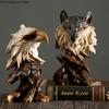 Imitation Wood Animal Head Resin Ornament Display Decoration Exhibit Statue Sculpture Statuette Figurines Knickknacks Crafts