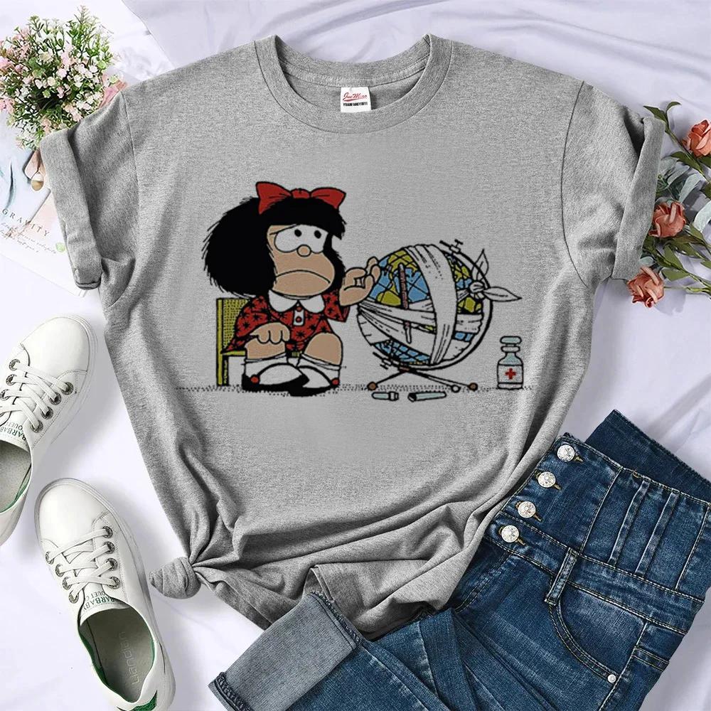 

Mafalda Shirt Girl University Punk Korean Clothes Pastel Colorful Gothic Shirt Graphic Harajuku Women Trendy Causal Y2K Tops Tee 4XL