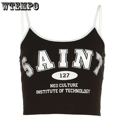 Women's Tops Retro Sexy Hot Girl Tank Tops Letter Print Thin Straps Tank Tops Thin Bottoming Large Size Tops