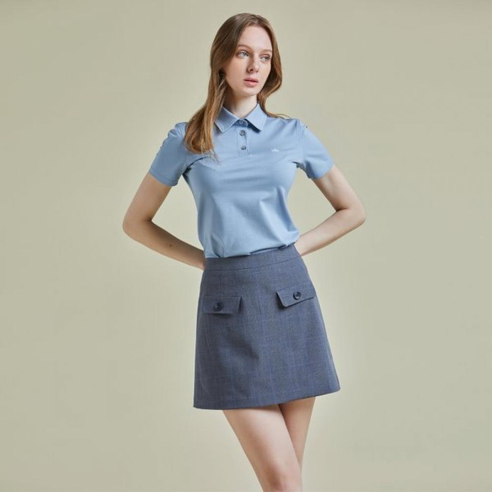 Lambda Women S Glen Check Slim Line Skirt Oxford Blue 26313
