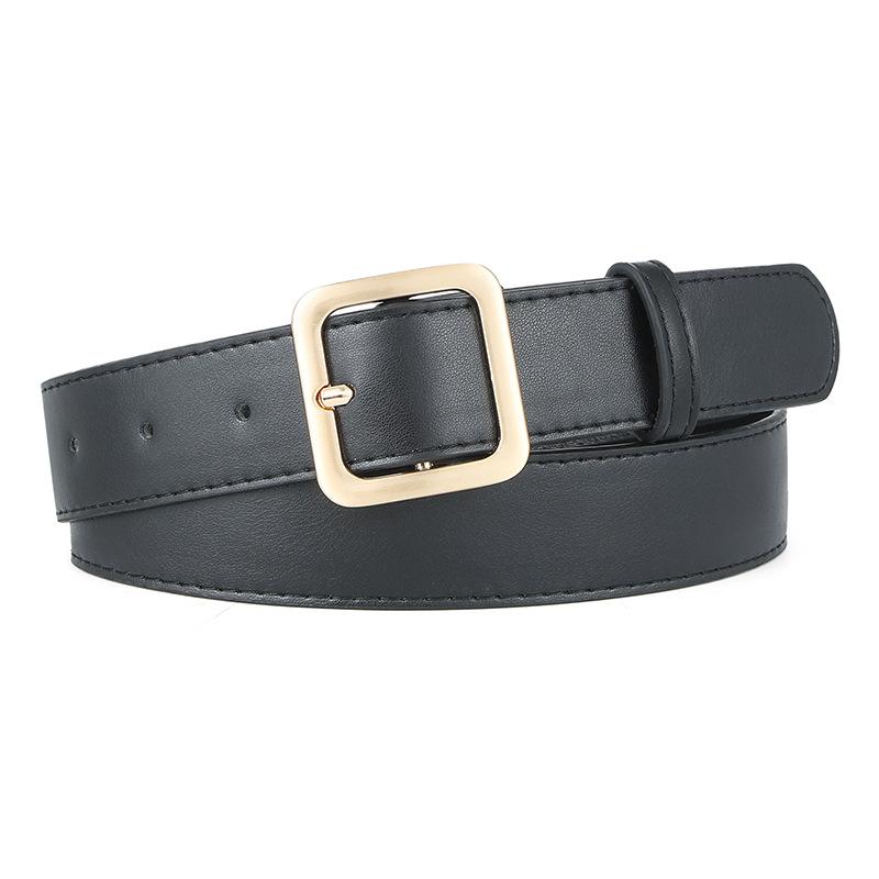 Square Pin Buckle Retro Belt 3.3 Wide Belt Cic Jeans Belt Student Pu Belt