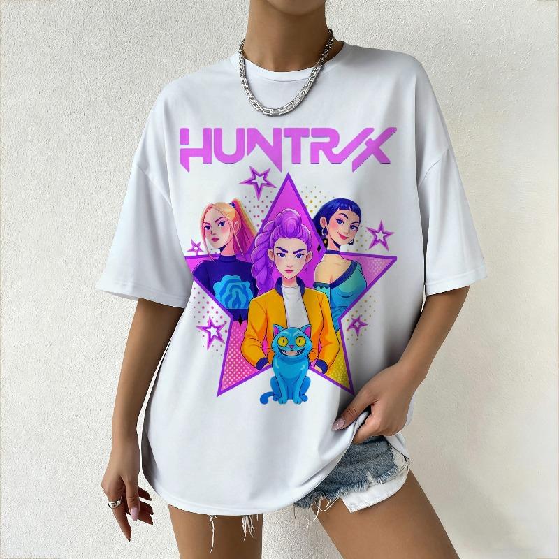 Dámská trička KPop Lovci démonů Dámské Oversized Anime potisk Ležérní Denní Tričko