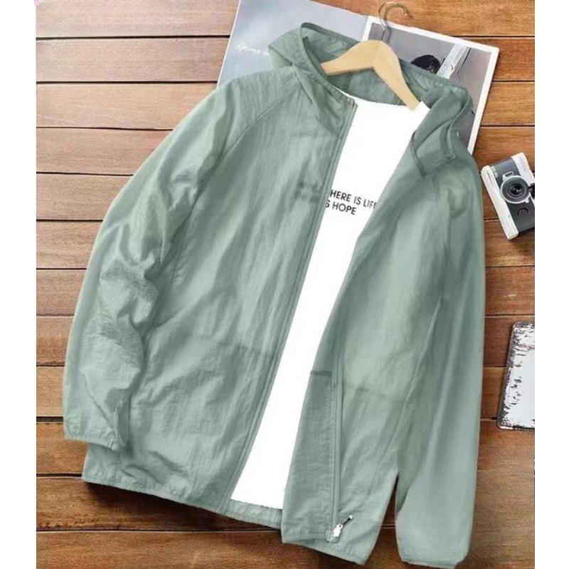 Sunscreen Jacket Men's Summer Thin Section Breathable Large Size Hooded Clothing Loose Casual Sports Sunscreen Jacket