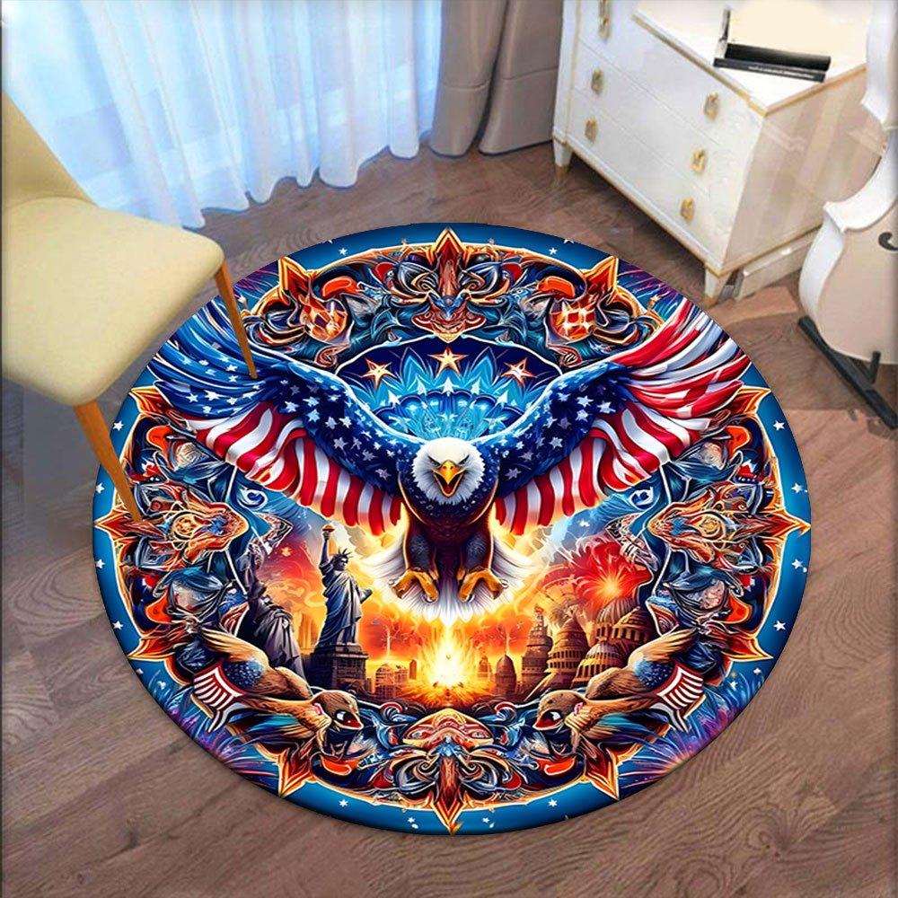 American Pride Eagle Flag OrnamentRound Non-Slip chair mat chair carpet for office Rugs for Office Decor Gift For Valentine's Day Mother's Day Hallowe