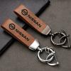 Car Leather Key Chain With Embossed Logo Keyring Pendant G Gift For Nissan Sylphy N7 Teana Qashqai Note J10 J11 Navara Juke Tiida