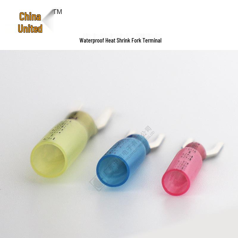 Waterproof Heat Shrink Fork Terminal Brass Tin Plated, U-Shaped for Easy Wire Entry, European Quick Connect Terminal