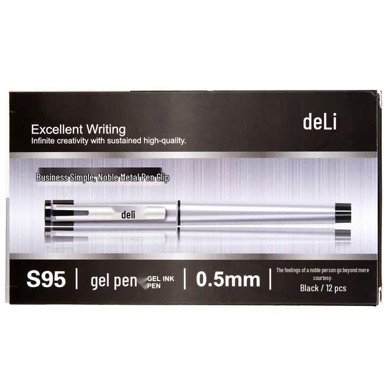 Deli S95 0.5mm Black Bullet Tip Gel Pens (2x12-Pack)