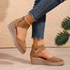 Hot Sale Sandals Women'S Pointed Toe Suede Wedge Sandal With Thick Soles Comfortable Slip And Cutout Design Suitable Sandalias