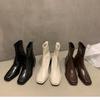 High-heeled Square-headed Small Short Boots for Women's 2025 Autumn and Winter New Martin Boots Niche Thick-heeled Design French Thin Boots