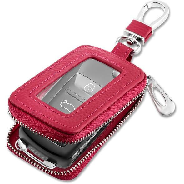 Stylish Car Key Fob Case with Sunroof&Keychain,Leather Car Key Fob Cover for Protection,Universal Key Covers Car Accessories (Black)