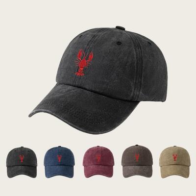 1pc Unisex Leisure Fun Lobster Embroidered Baseball Caps,Outdoor Windproof Sunshade Casual Adjustable Duckbill Caps for Holiday