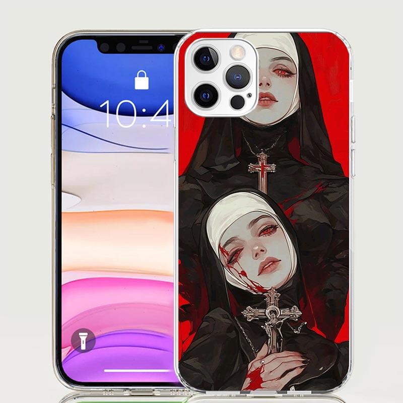 

Dark Demon Nun Phone Case for Apple iPhone 17 Air 16 15 Plus 14 + 13 Mini 12 11 Pro Max 7 8 SE 16Max Soft Shell Cover Coque 17 A iPhone 13 Pro Max