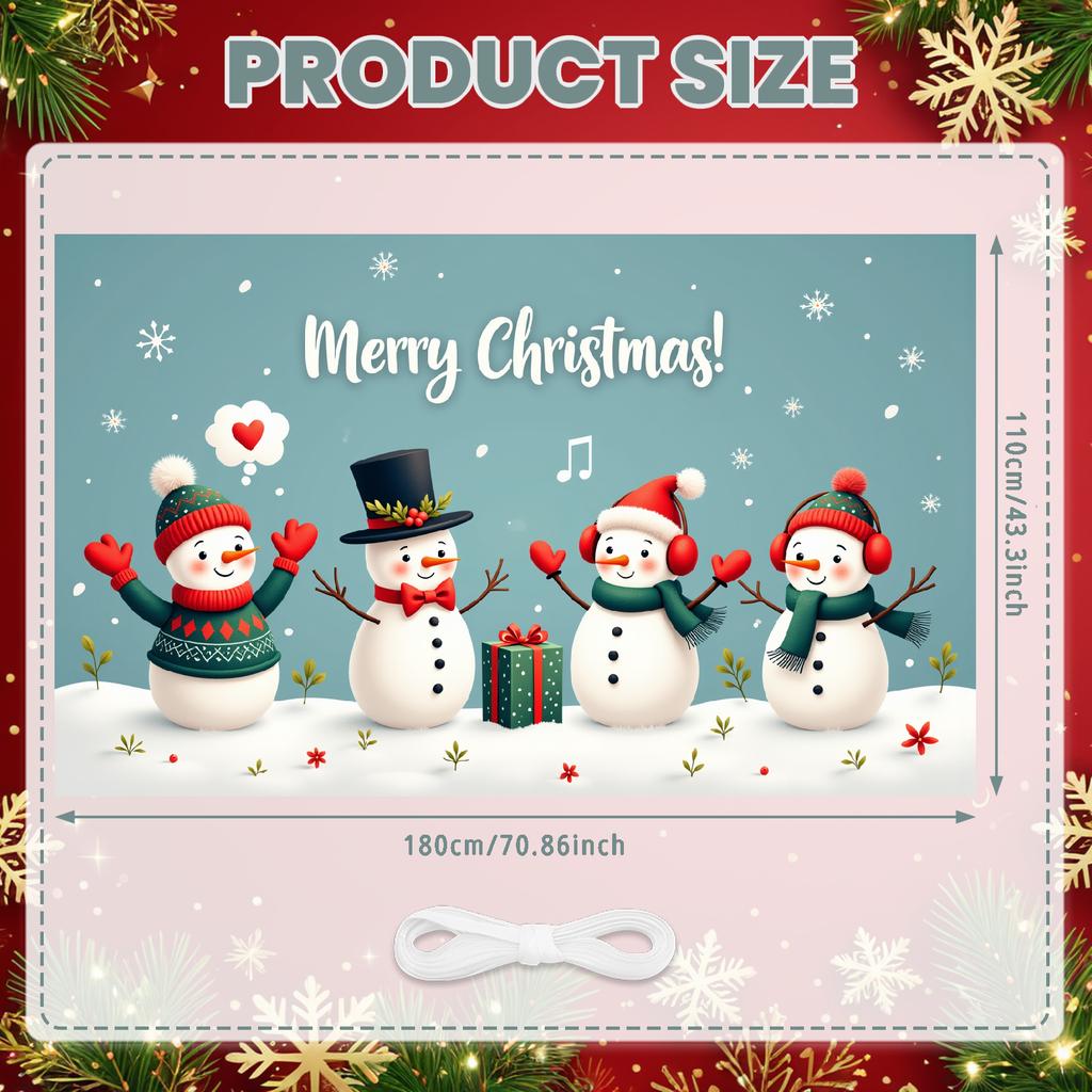 Happy Winter Sign Decorative Branches Winter Banner Holiday Backdrop Snowman Design Snowman Display For Photo Shoot Christmas