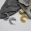 18K Gold Stainless Steel Croissant Hollow C-shaped Ear Huggers for Women - European & American Style Earrings