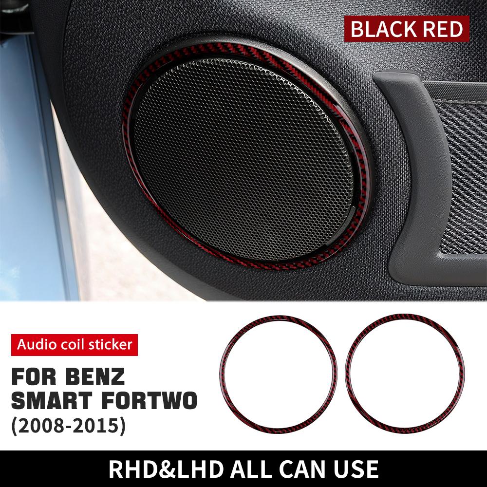 Real Soft Carbon Fiber for Mercedes Benz Smart 451 Fortwo 2008-2012 2013 2014 2015 Car Audio Speaker Trim Sticker Accessories