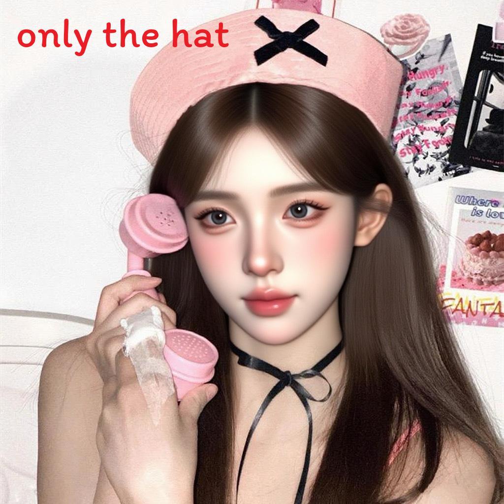 

Jk Style Pink Sailor Hat With Solid Color And Bow Decoration For Girls In Spring And Fall розовый