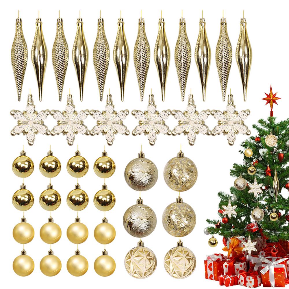 Christmas Baubles Balls Ornaments Set Shatterproof Glitter Baubles Kit For Christmas Tree Assorted Christmas Baubles Decorations